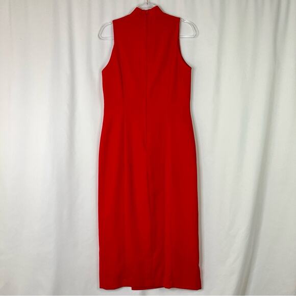 HW Collections | Vintage Red Sleeveless Dress Made in USA Long Scoop Neck 12 - Picture 7 of 8